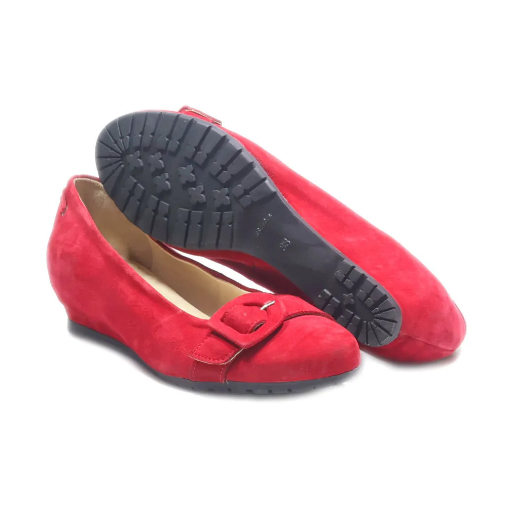 Bata Wedge Sandals Suede Red Colour For Women