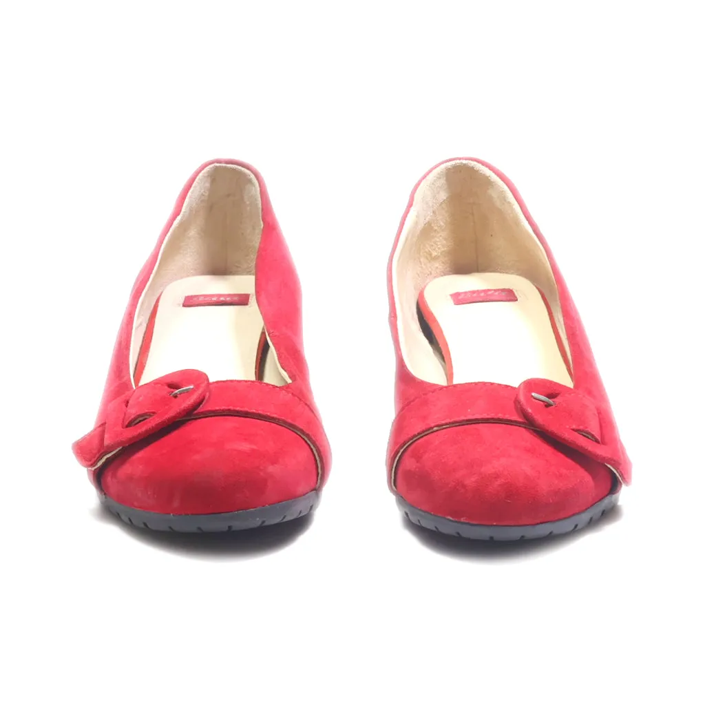 Bata Wedge Sandals Suede Red Colour For Women