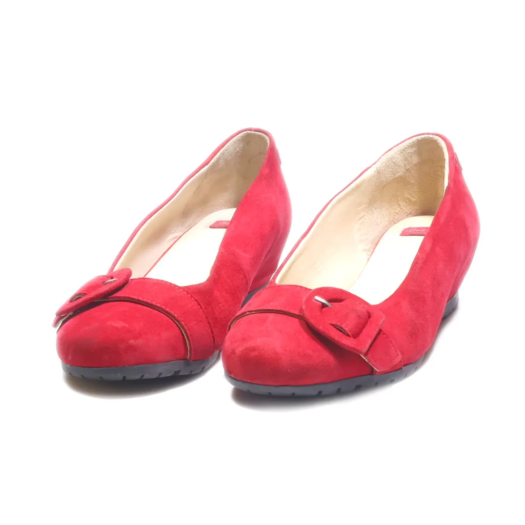 Bata Wedge Sandals Suede Red Colour For Women