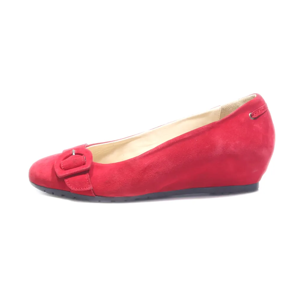 Bata Wedge Sandals Suede Red Colour For Women