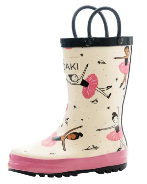 Beautiful Ballerina Loop Handle Rubber Rain Boots