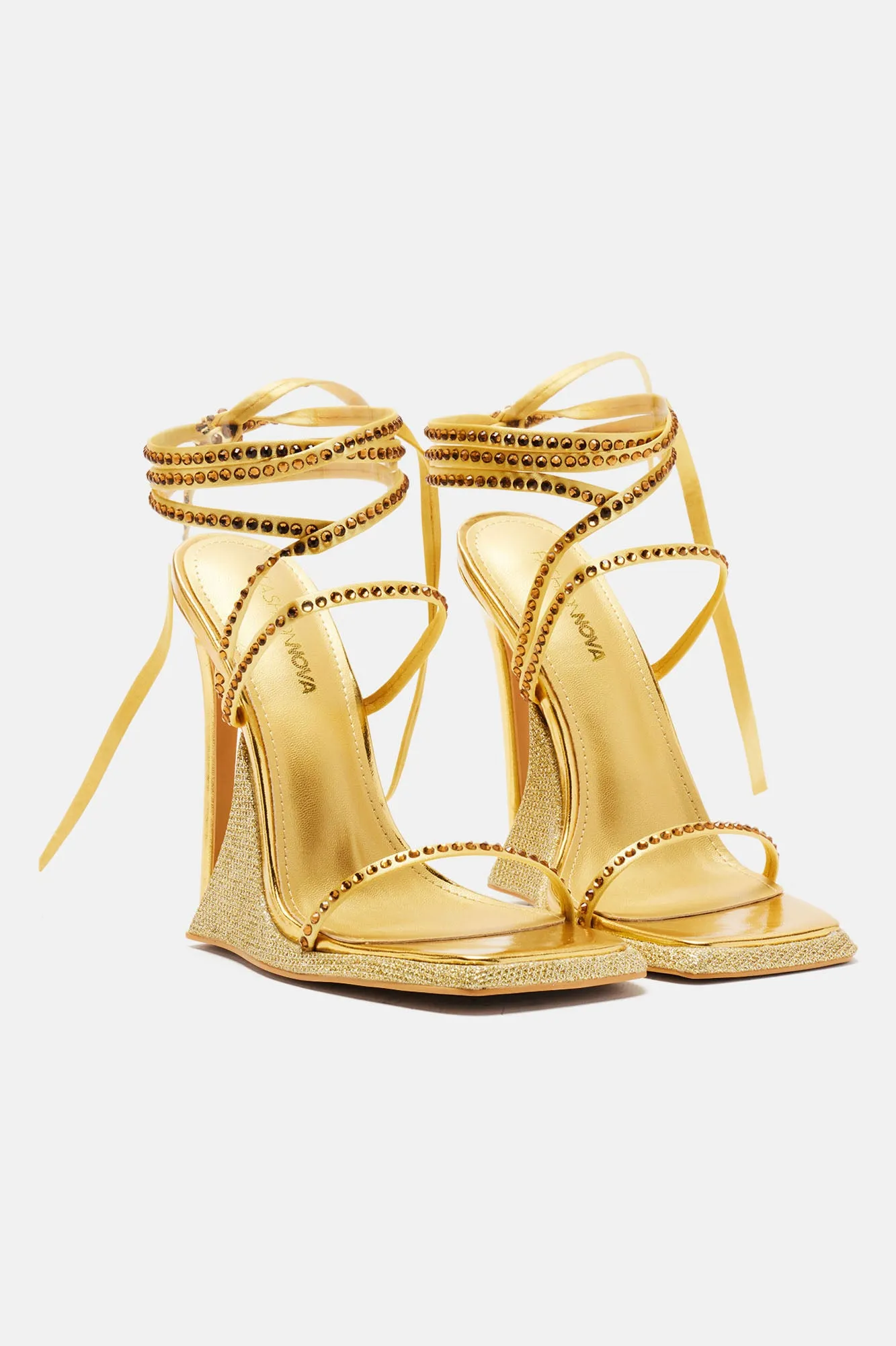 Becoming Richer Wrap Up Heeled Sandals - Gold