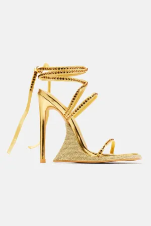 Becoming Richer Wrap Up Heeled Sandals - Gold