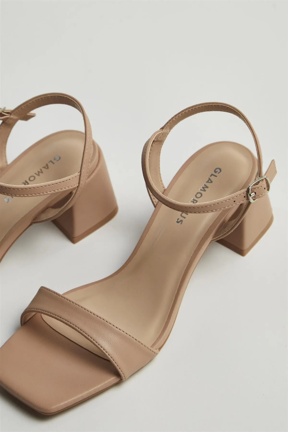 Beige Low Block-Heel Sandals