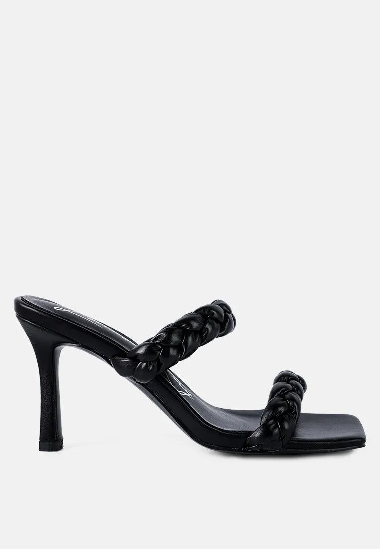 Beladona Double Braided Strap Mid Heel Sandals