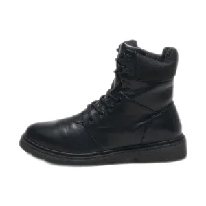 Bershka Ankle Boots Leather Black Colour For Men