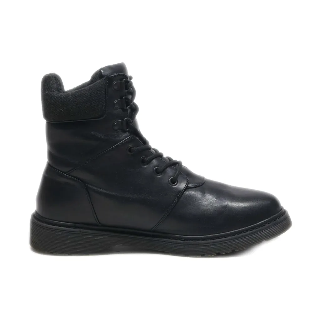 Bershka Ankle Boots Leather Black Colour For Men