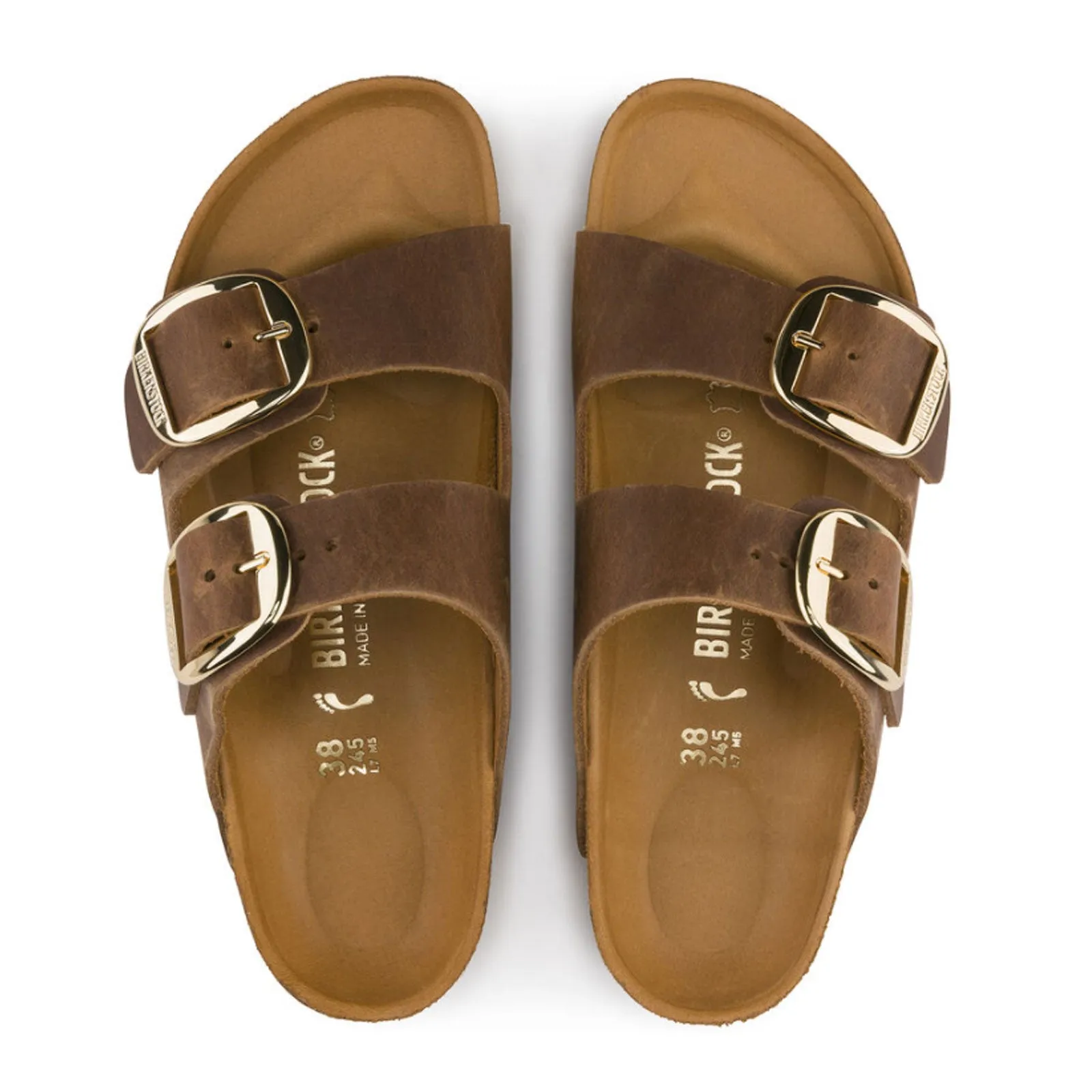 Birkenstock Arizona Big Buckle Slide Sandal (Women) - Cognac Oiled Leather