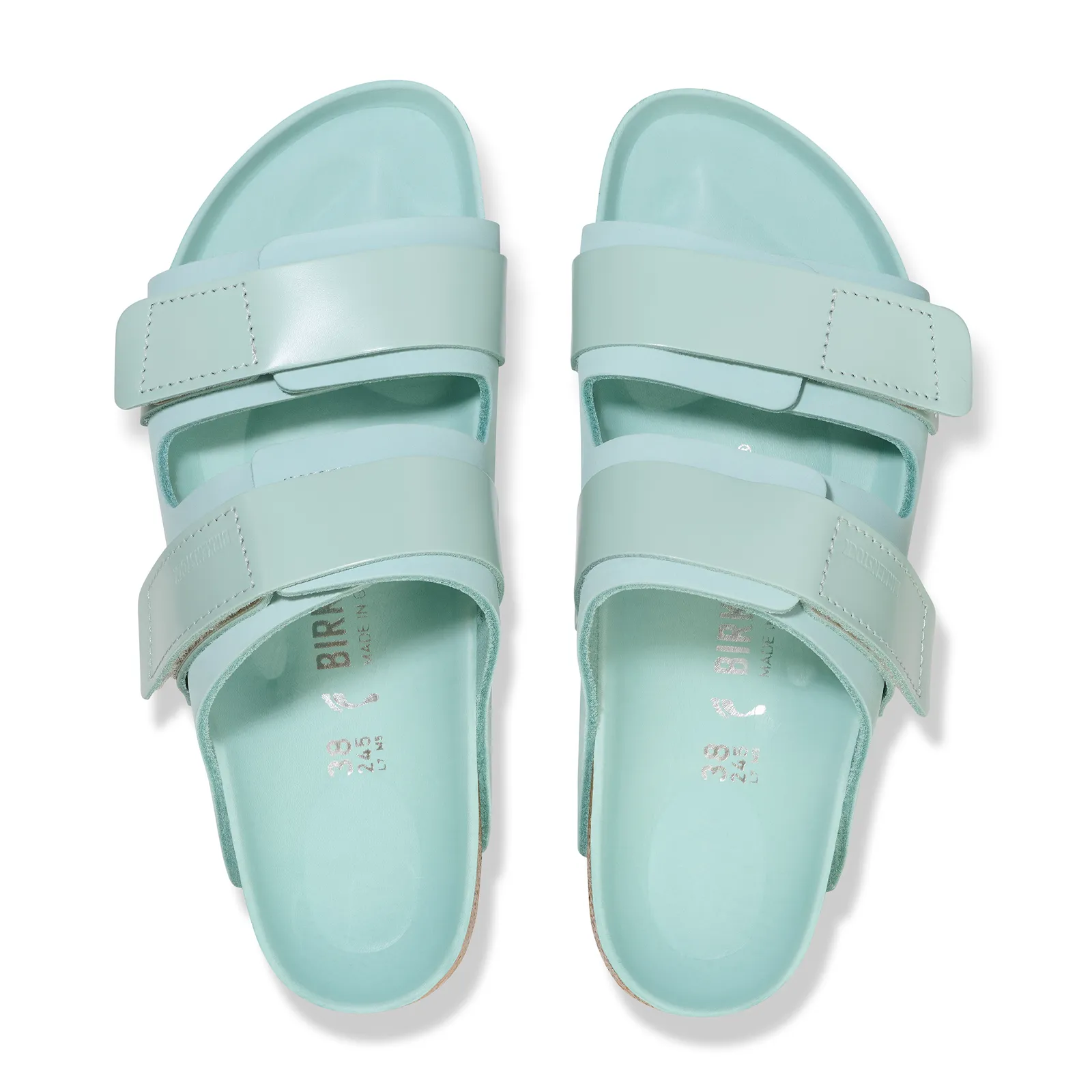 Birkenstock Uji Hex Narrow Slide Sandal (Women) - High Shine Surf Green Nubuck