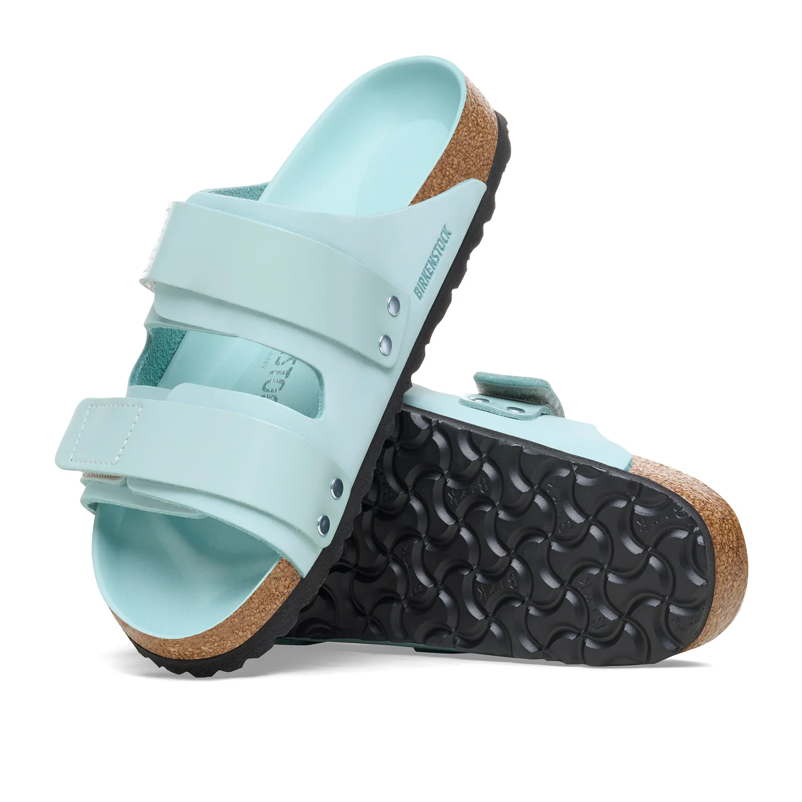 Birkenstock Uji Hex Narrow Slide Sandal (Women) - High Shine Surf Green Nubuck