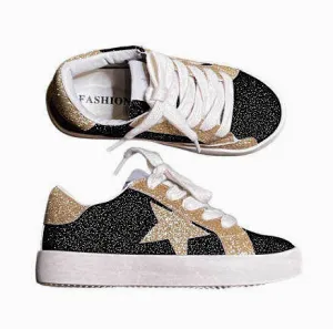 Black and Gold Glitter Adult Sneakers