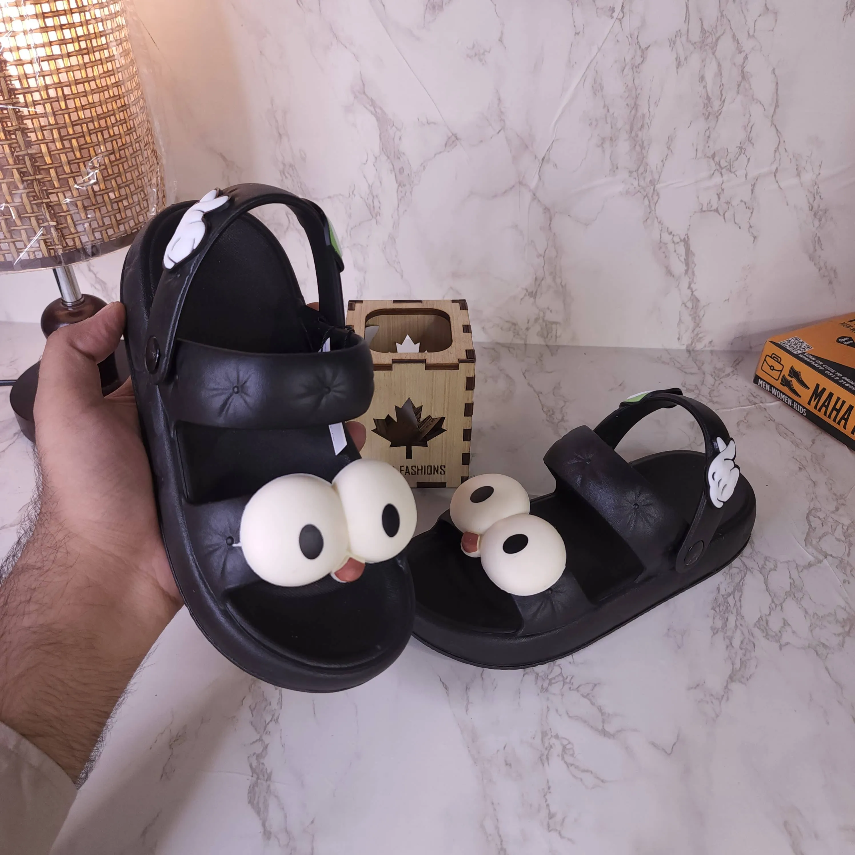 Black Combo Slides Sandals