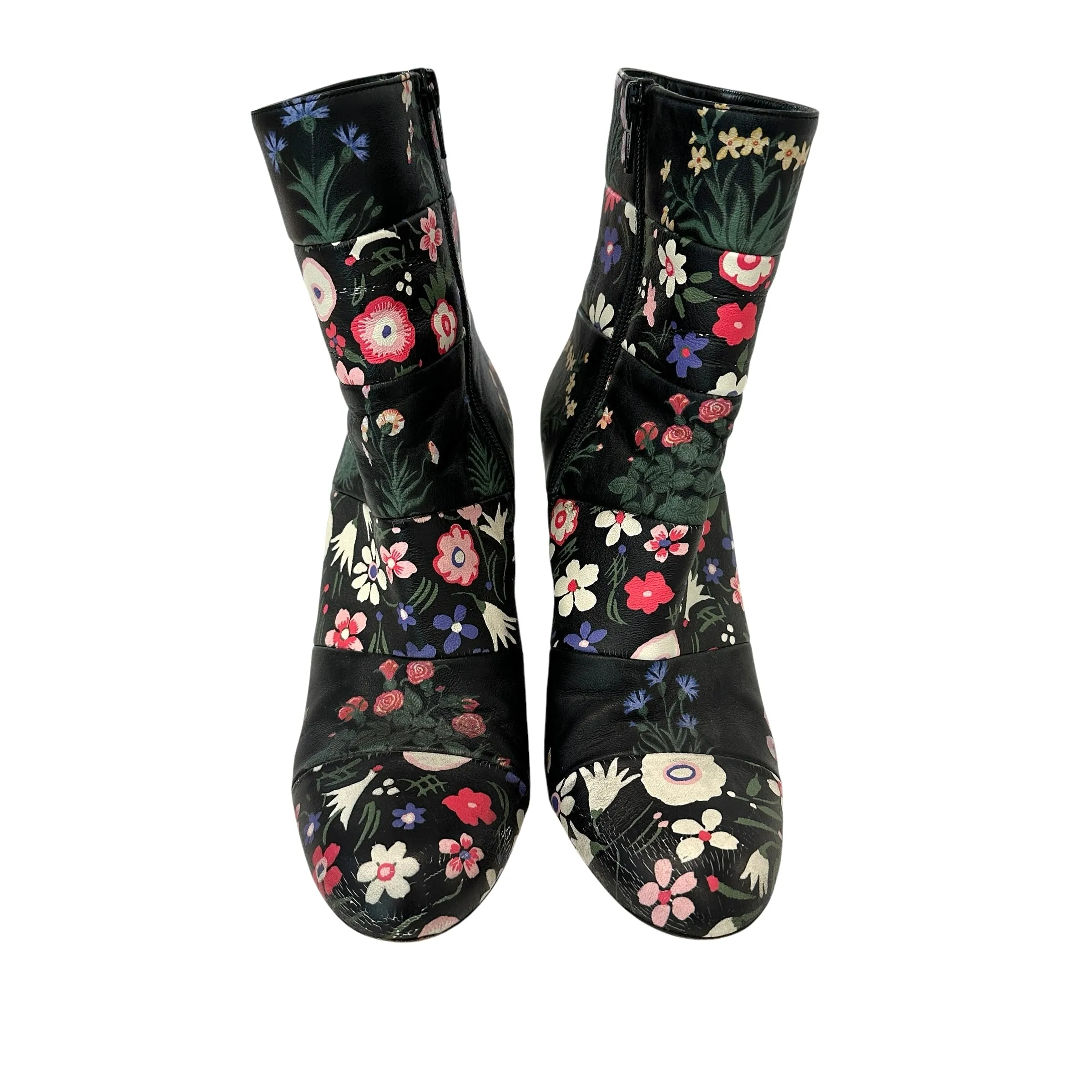 Black Floral Heeled Boots - 9