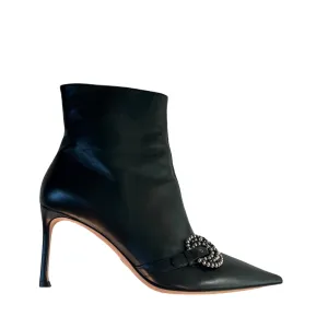 Black Leather Ankle Boots - 11