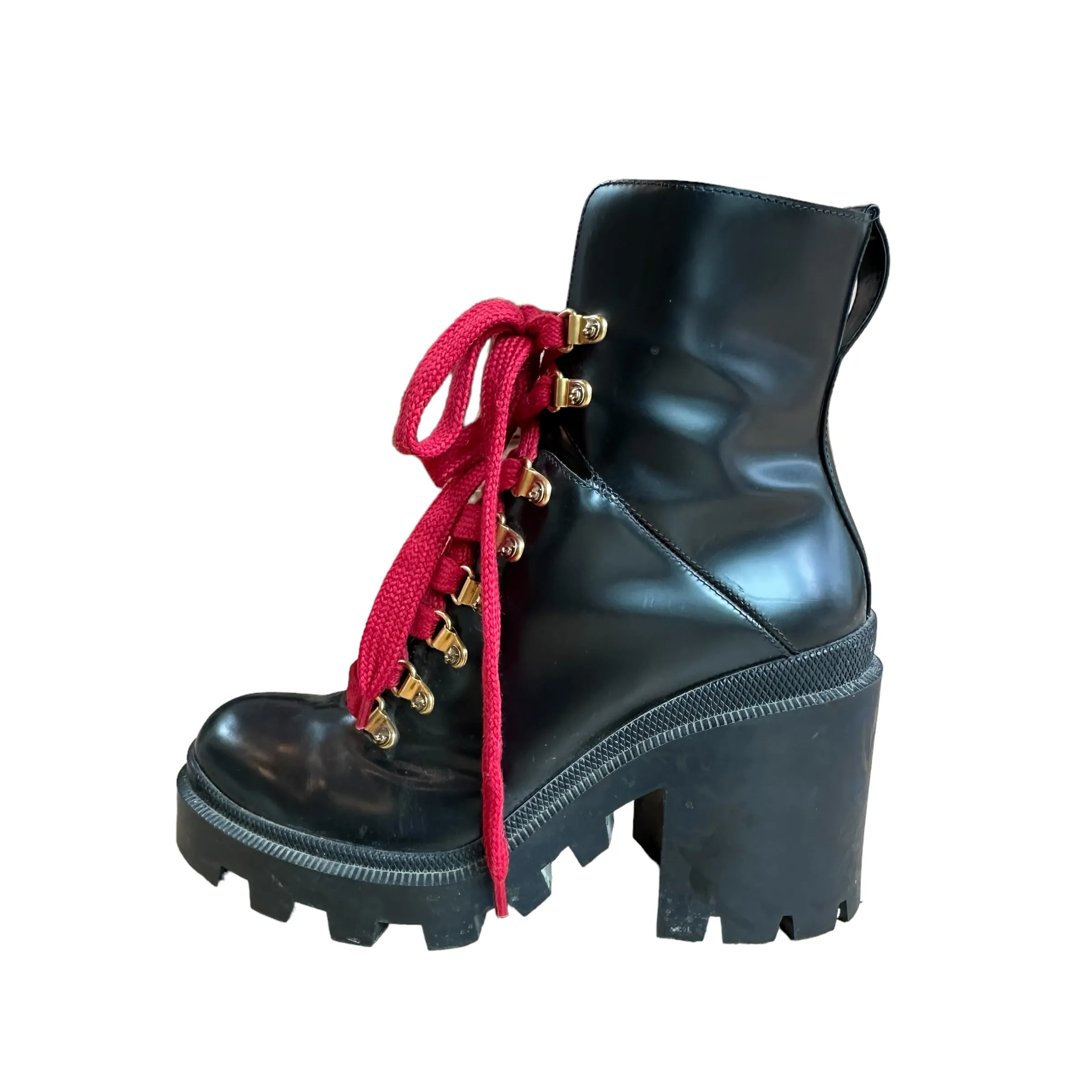 Black Leather Combat Boots - 9