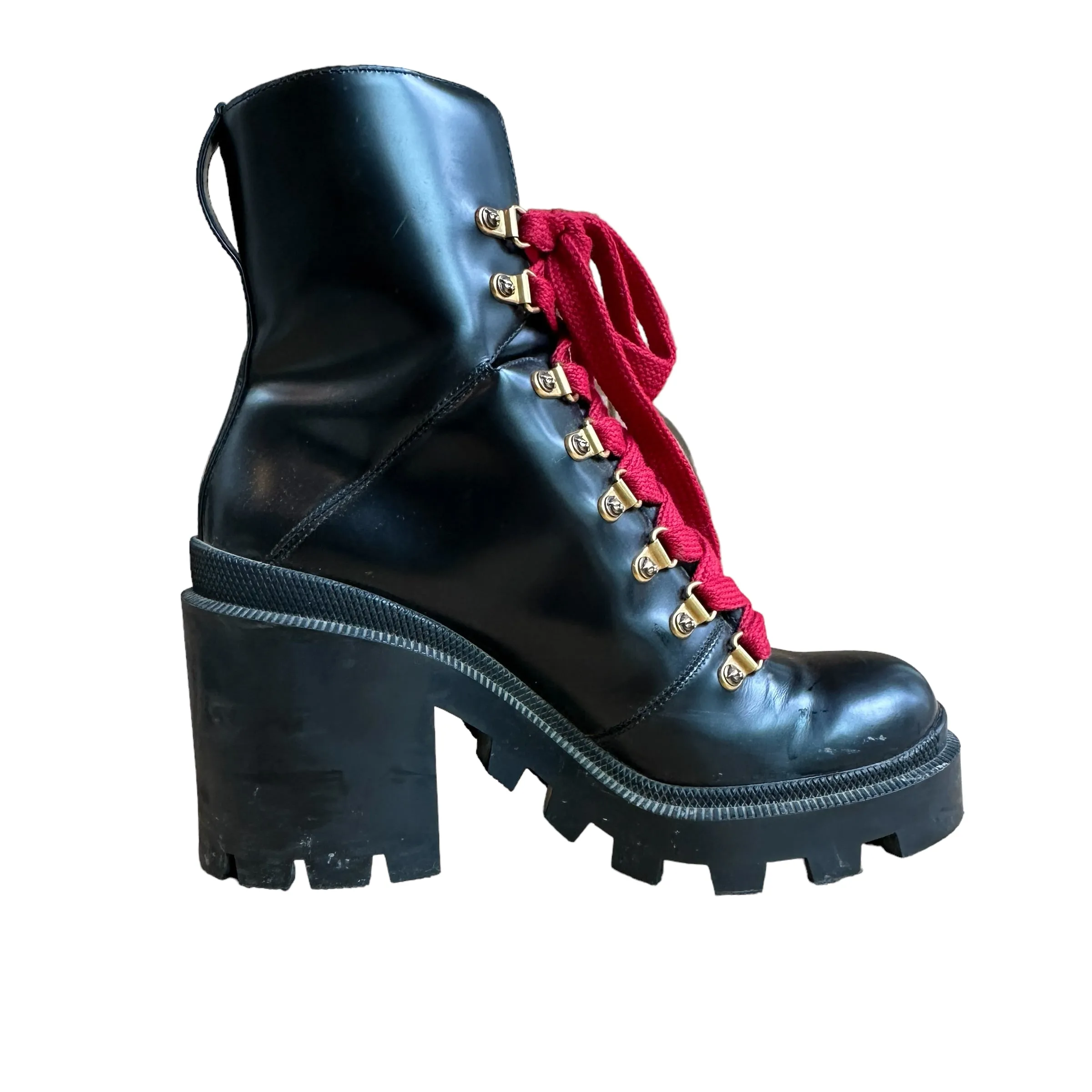 Black Leather Combat Boots - 9