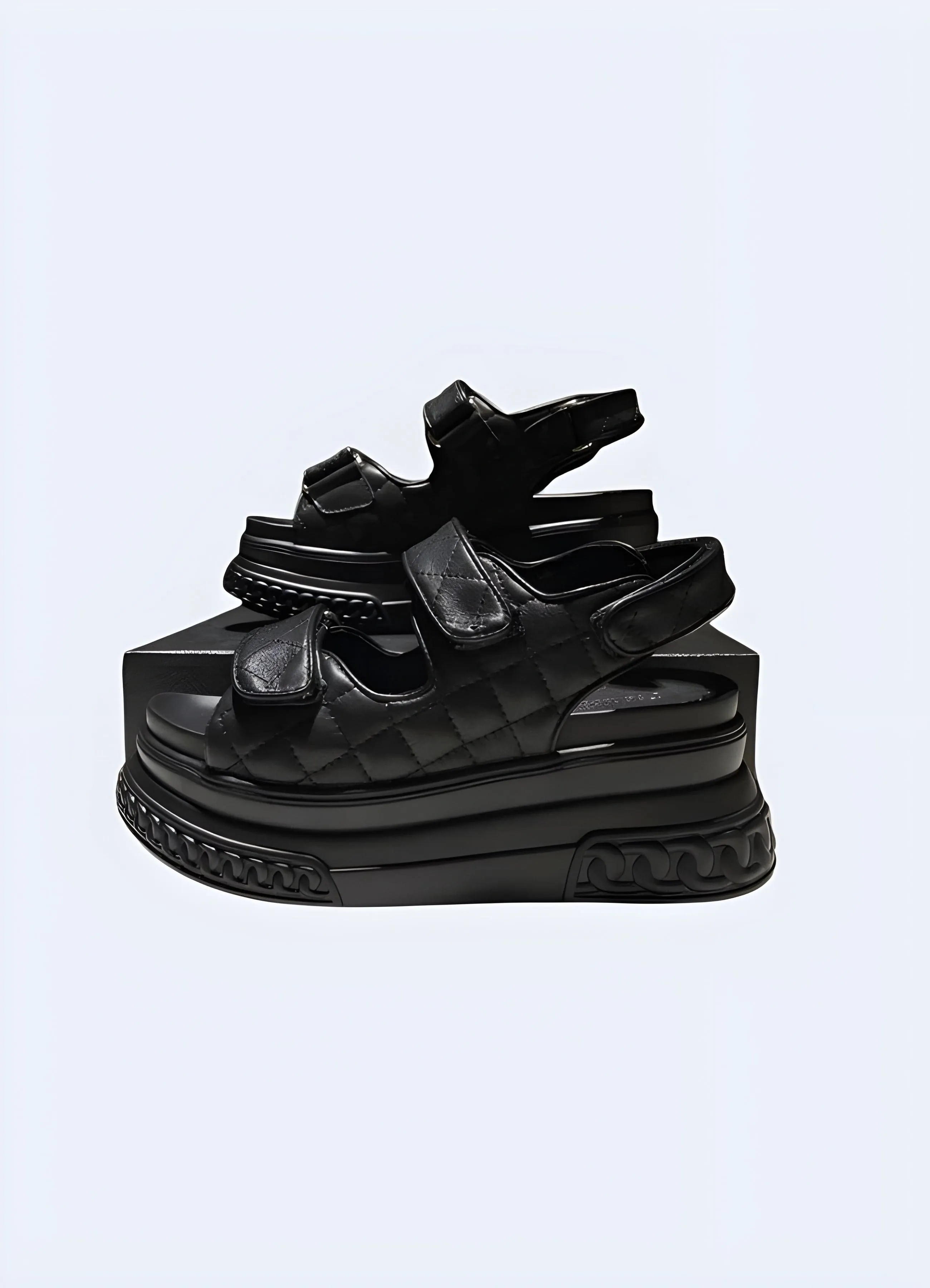 Black Platform Chunky Sandals