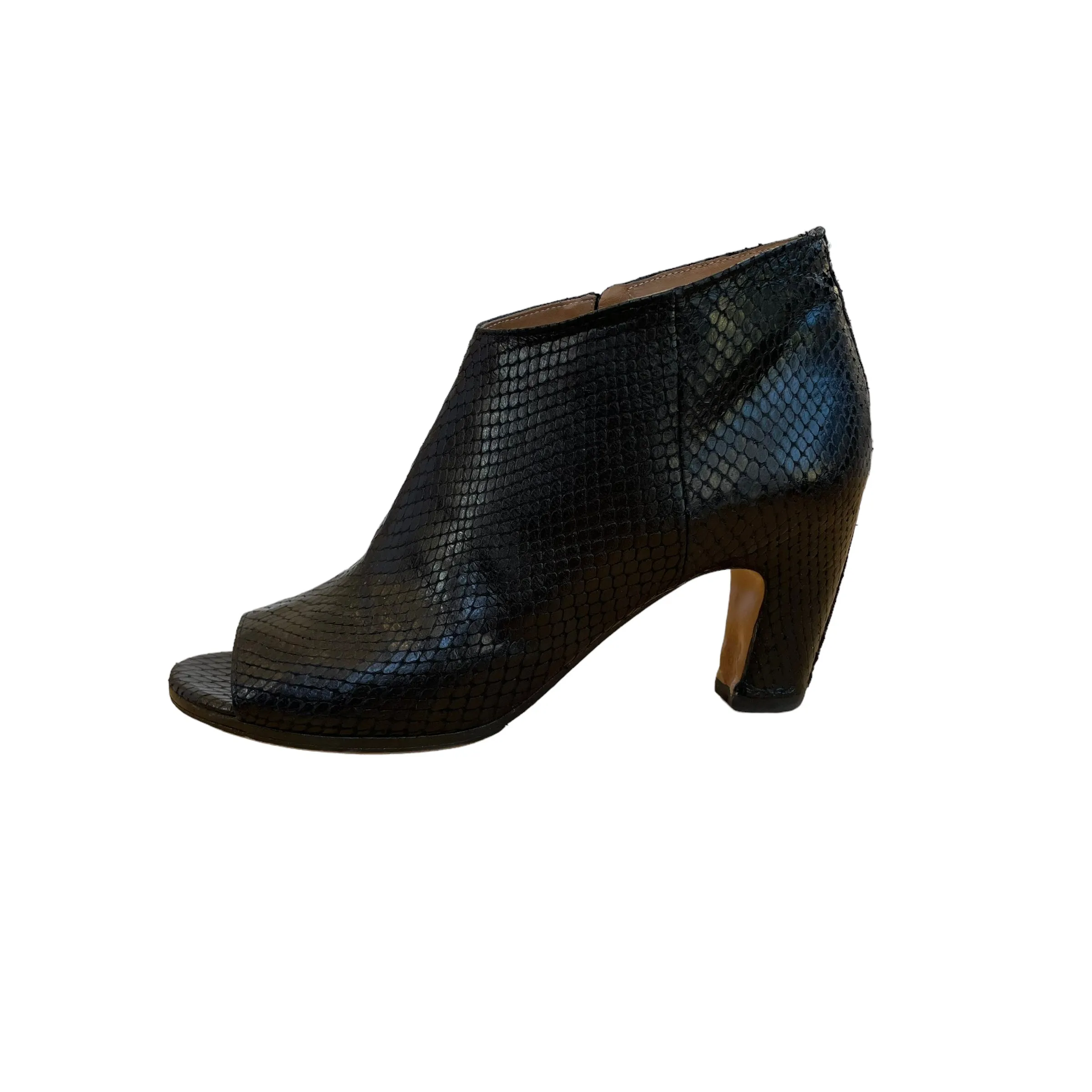 Black Snake Skin Bootie - 7