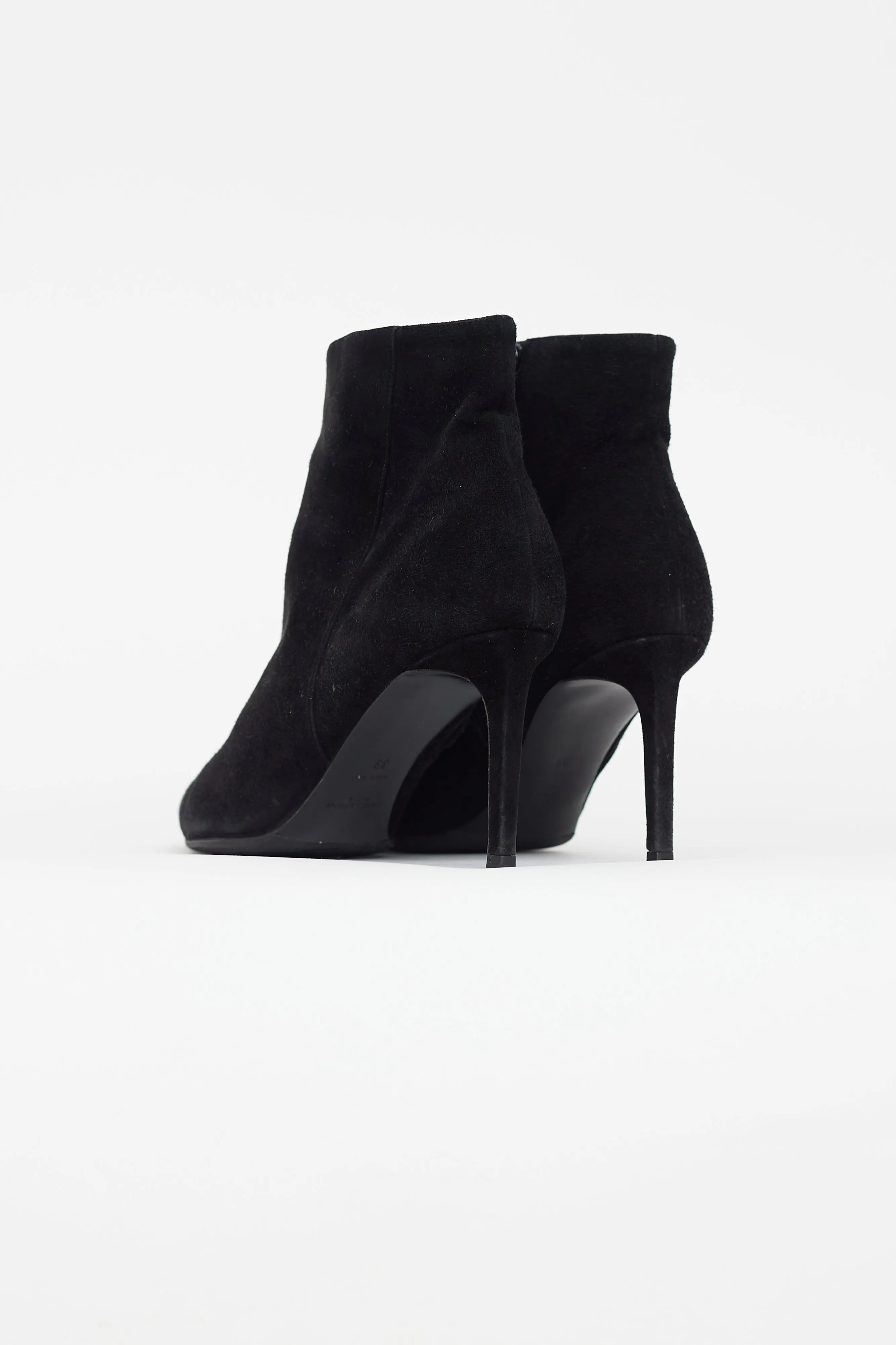 Black Suede Pointed Toe Heeled Boot