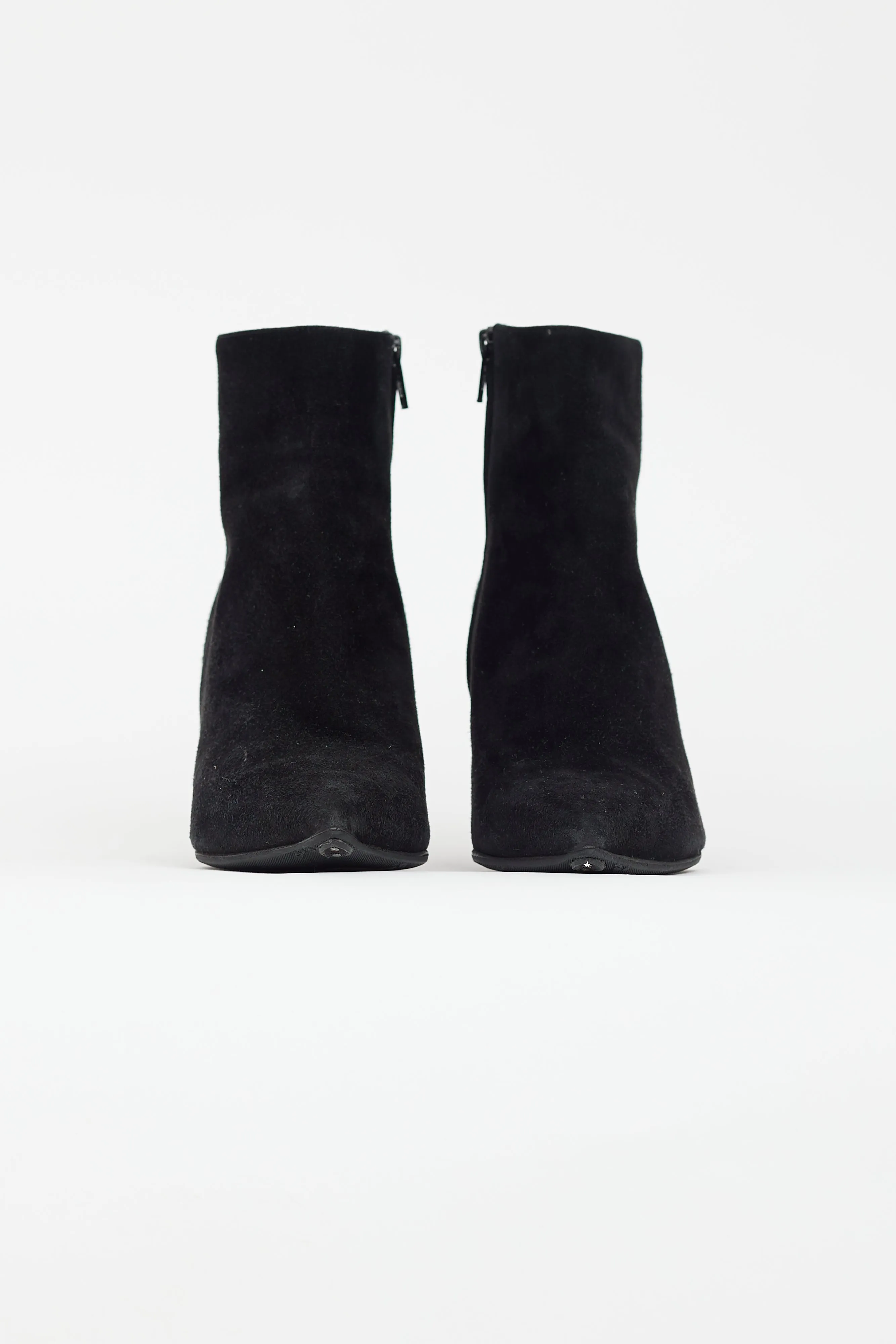 Black Suede Pointed Toe Heeled Boot