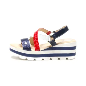 Blk Platform Sandals Leather Blue Colour For Women