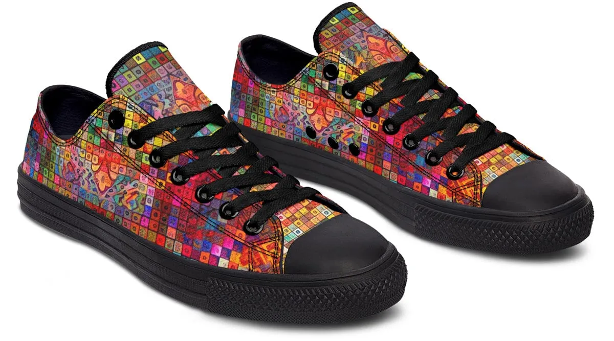 Blottered Grid Low Top Shoes