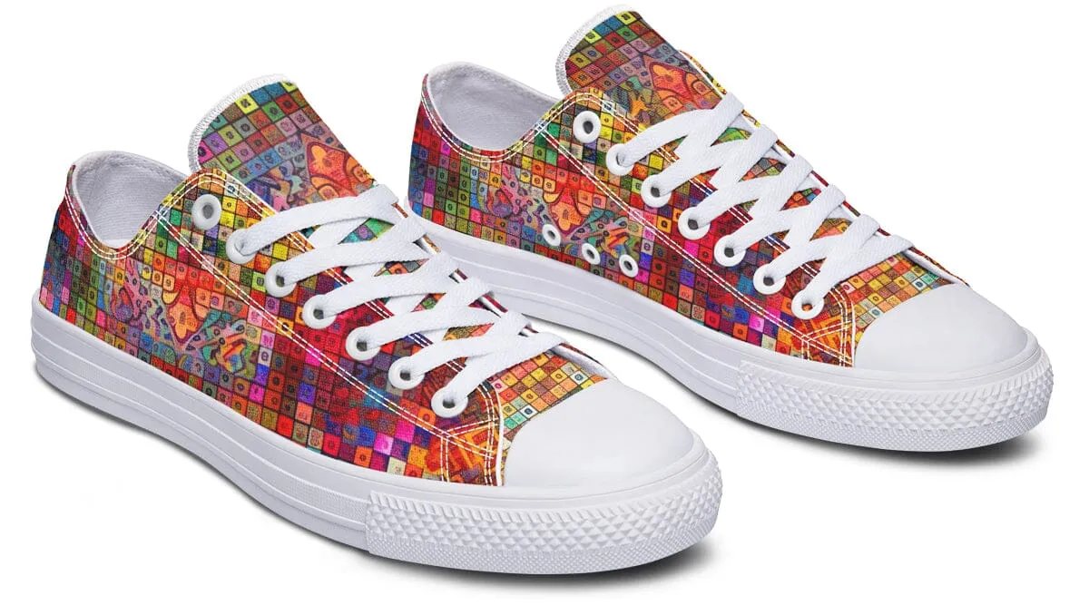 Blottered Grid Low Top Shoes