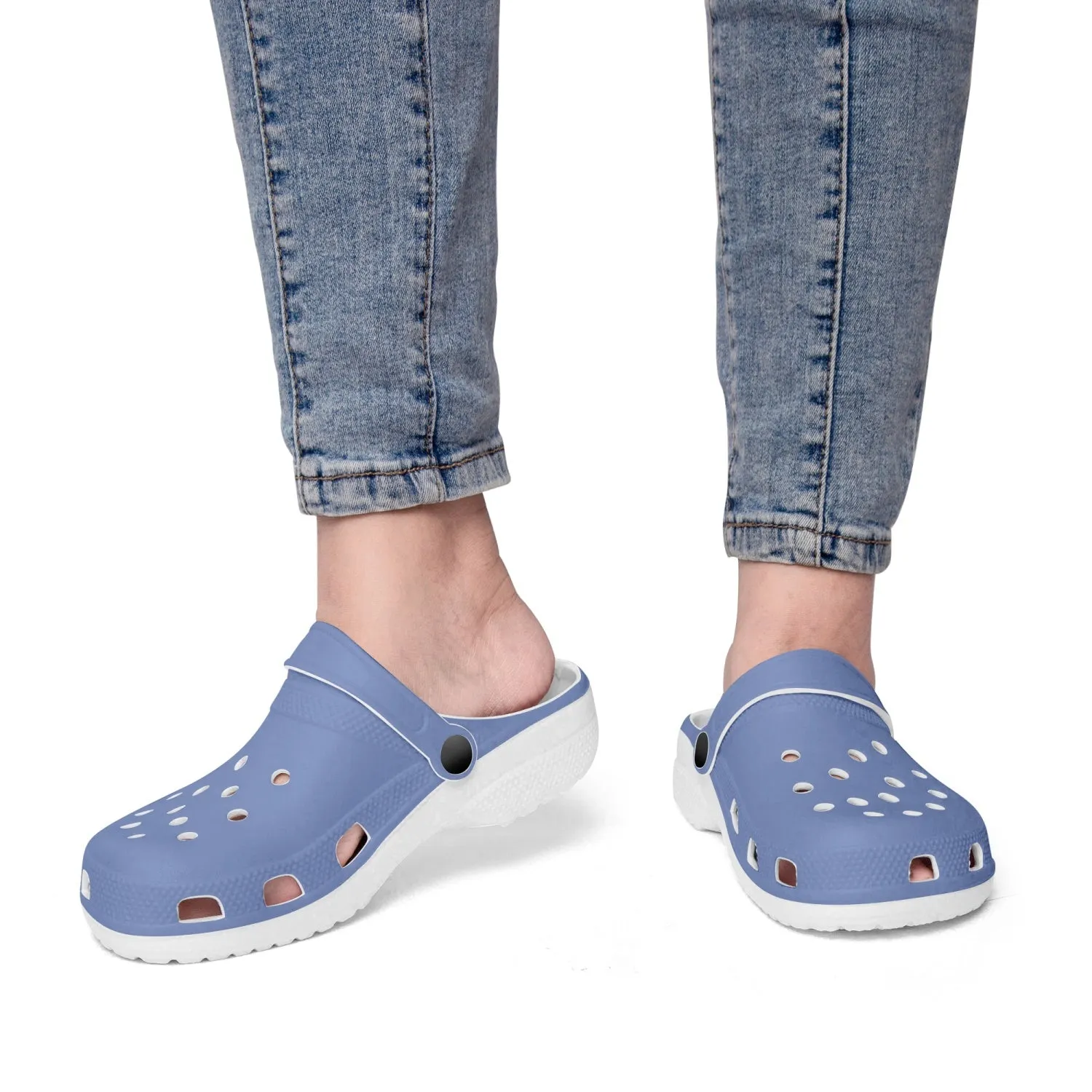 Blueberry Blue Color Unisex Clogs, Best Solid Blue Color Unisex Classic Lightweight Best Sandals For Men or Women