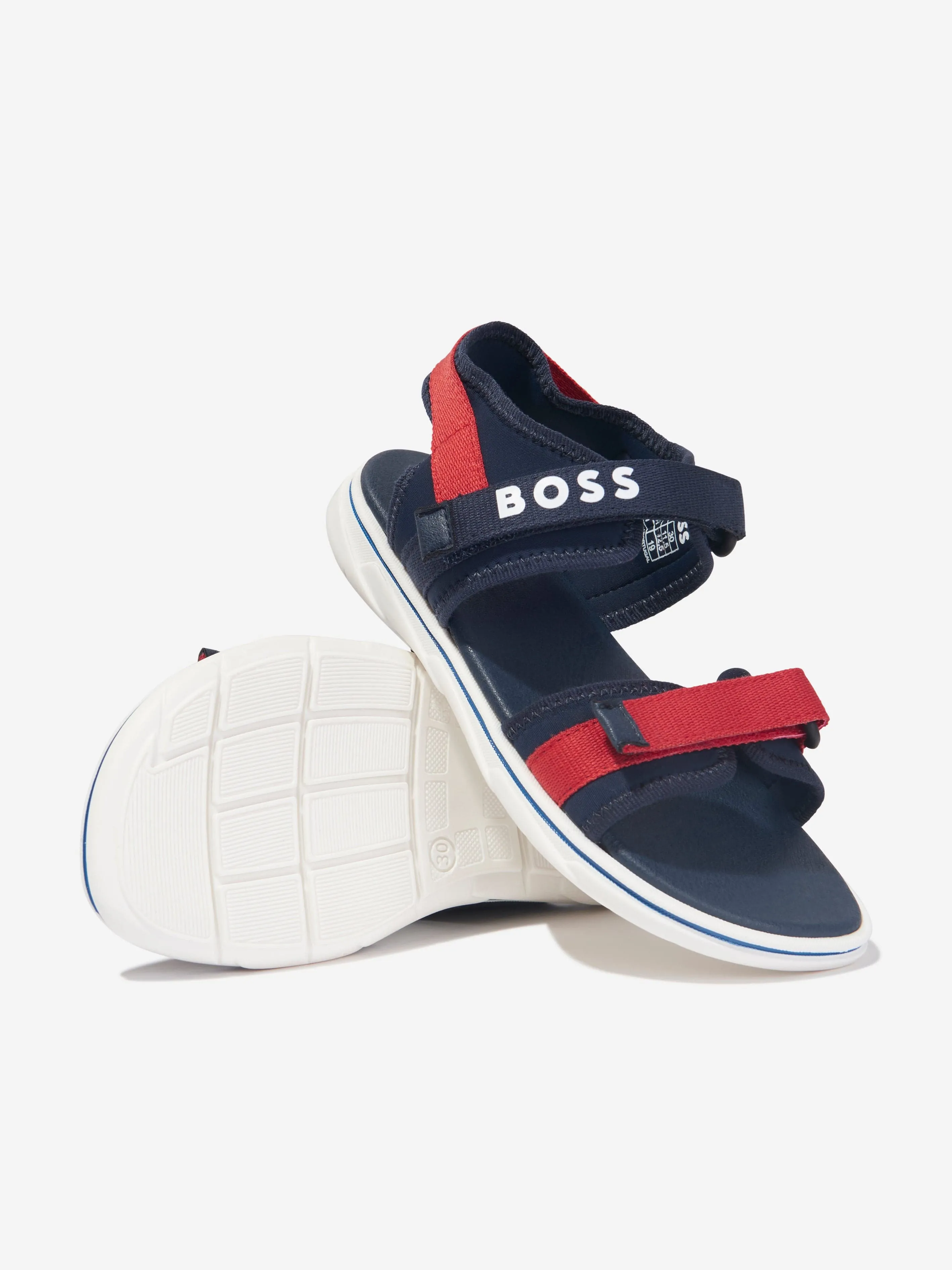 BOSS Boys Logo Strap Sandals In Navy