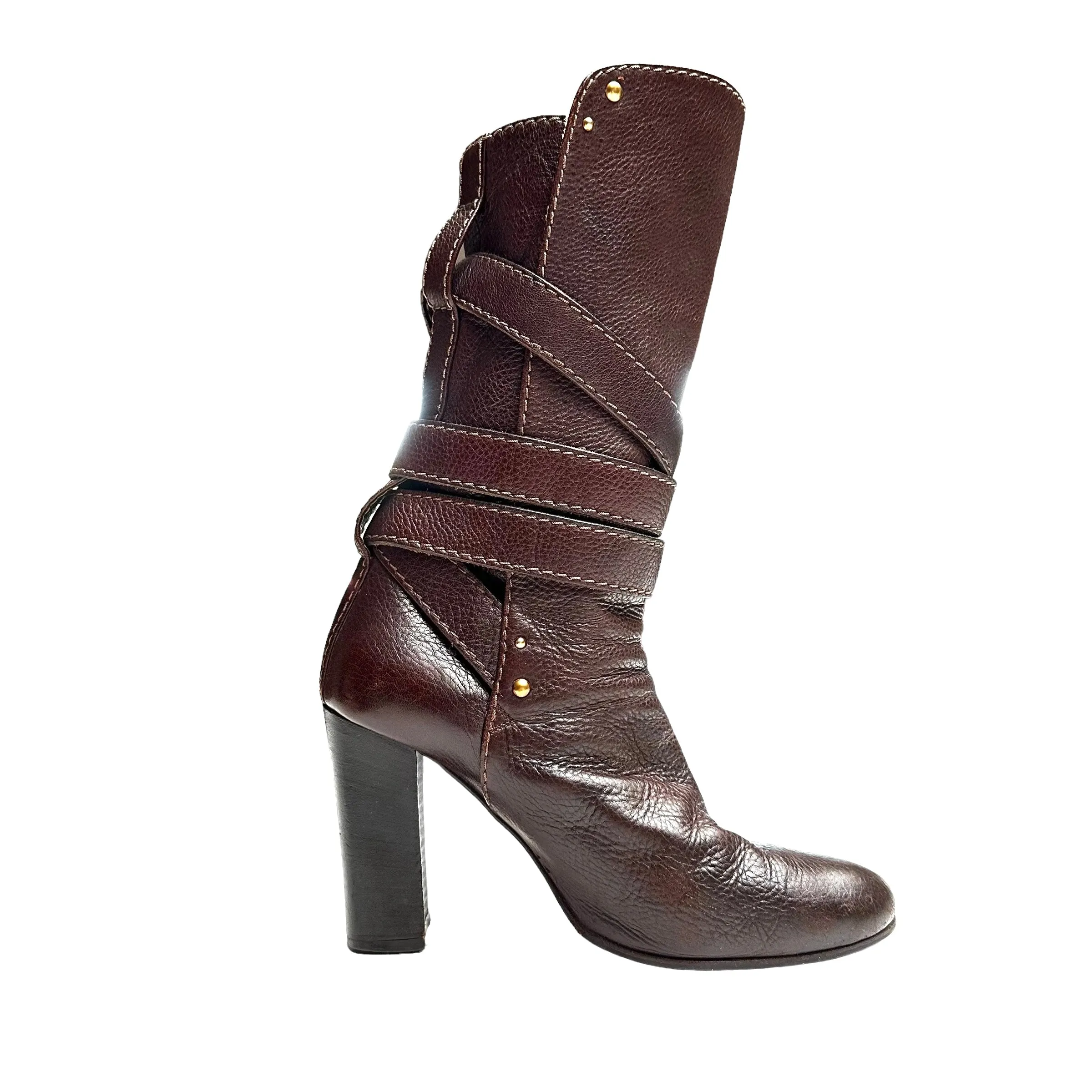 Brown Heeled Boots - 9