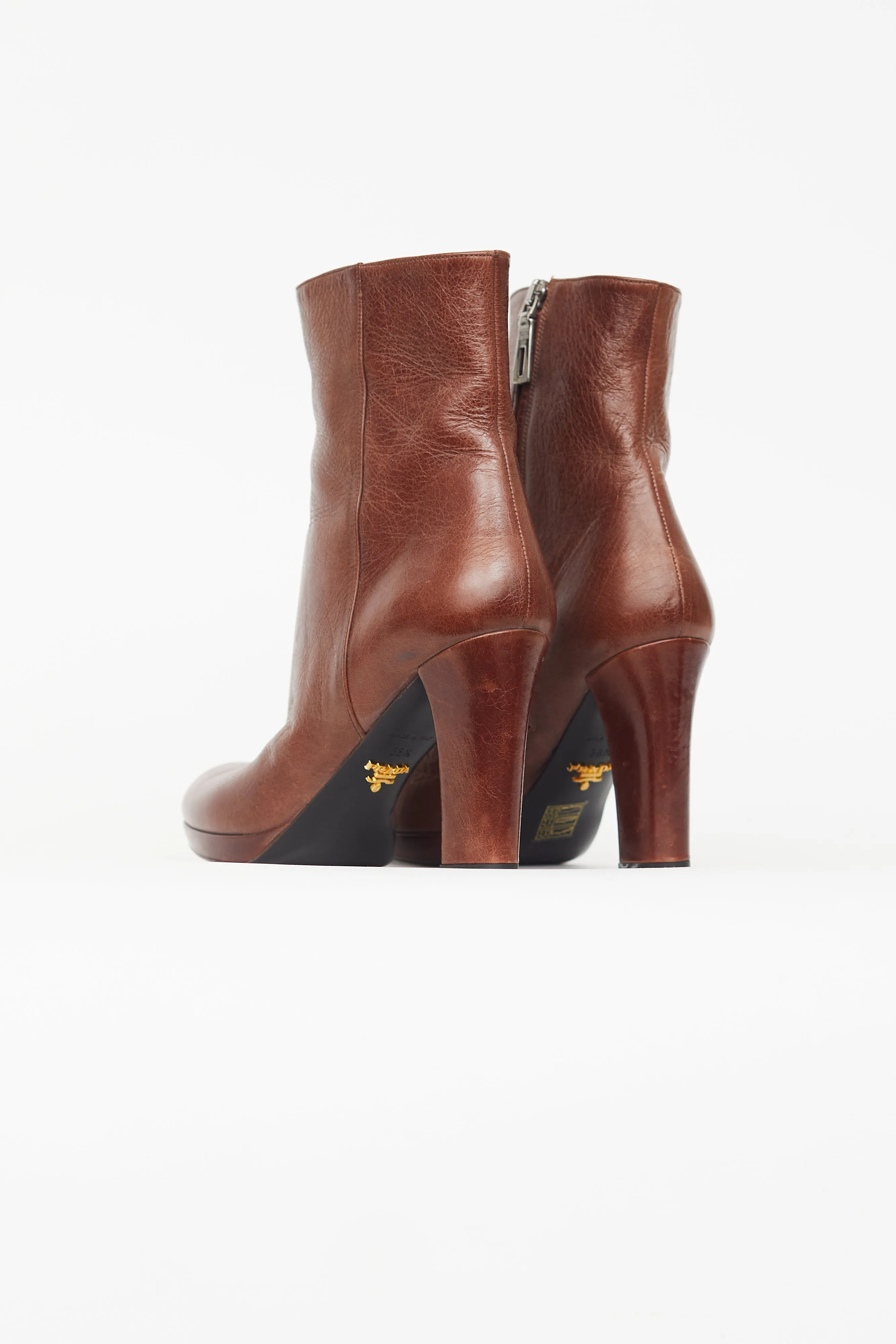 Brown Leather Heeled Boot