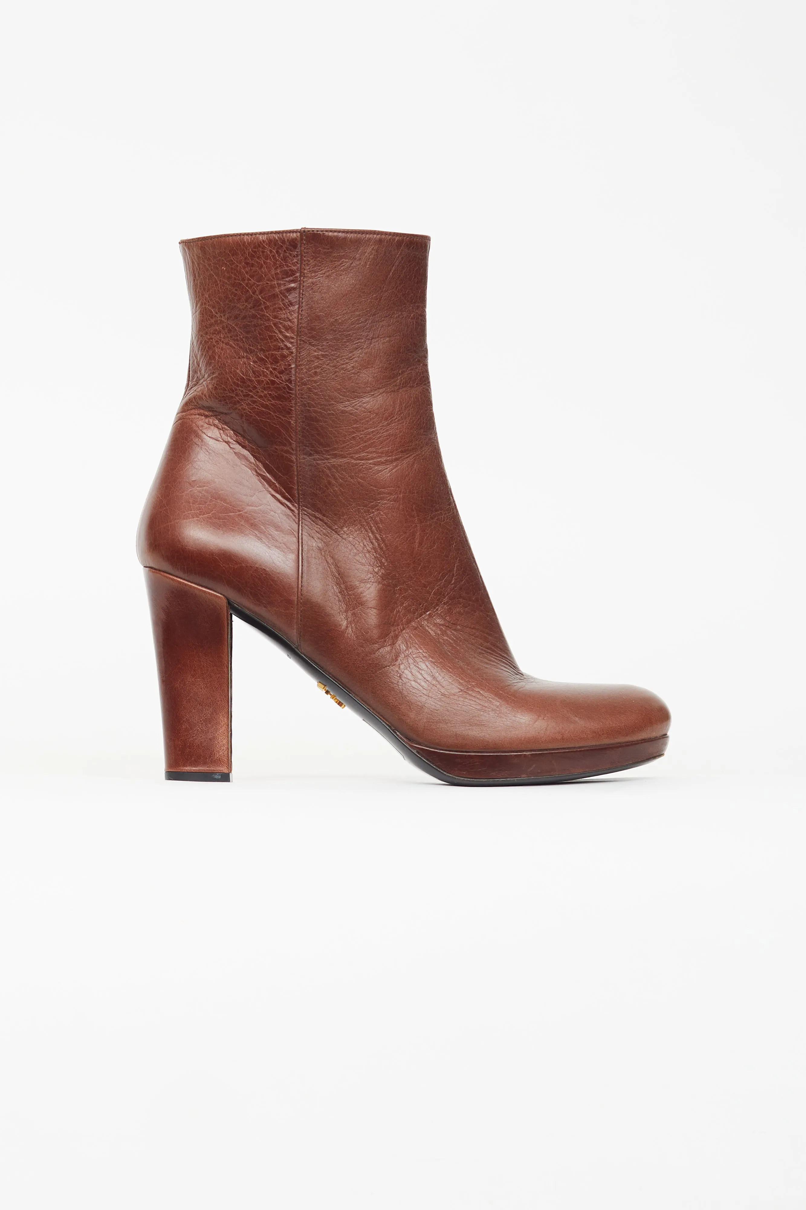 Brown Leather Heeled Boot