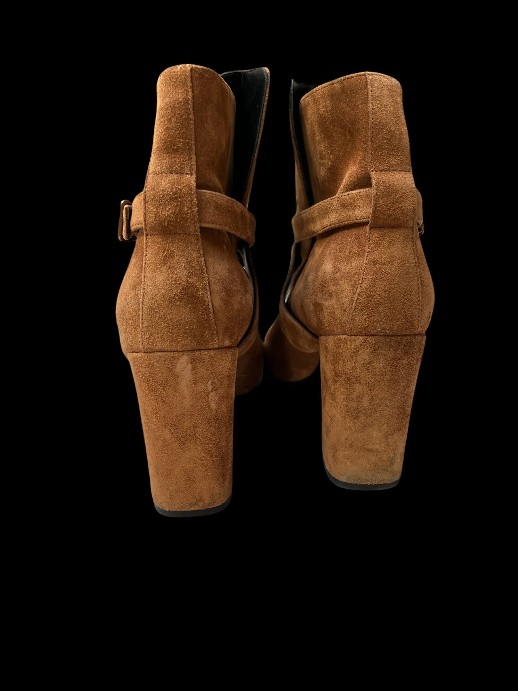 Brown Suede Heeled Boots - 10