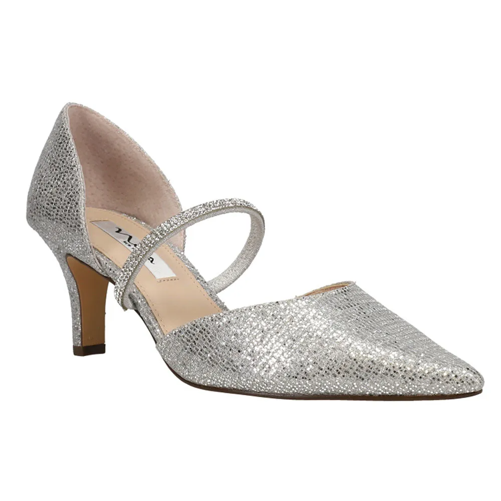 Brystol Metallic Glitter Pointed Toe Evening Pumps