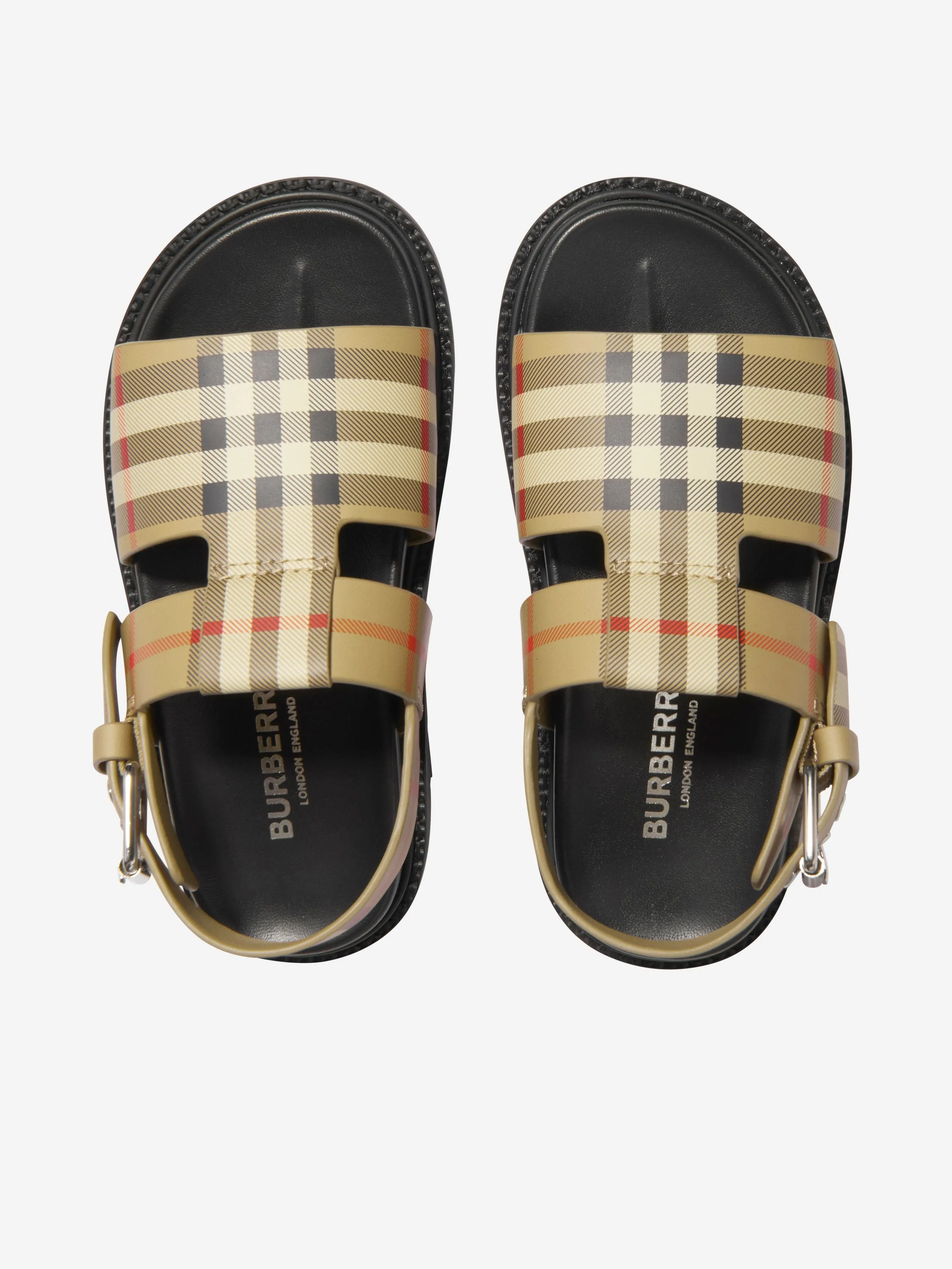 Burberry Girls Burton Check Sandals In Beige