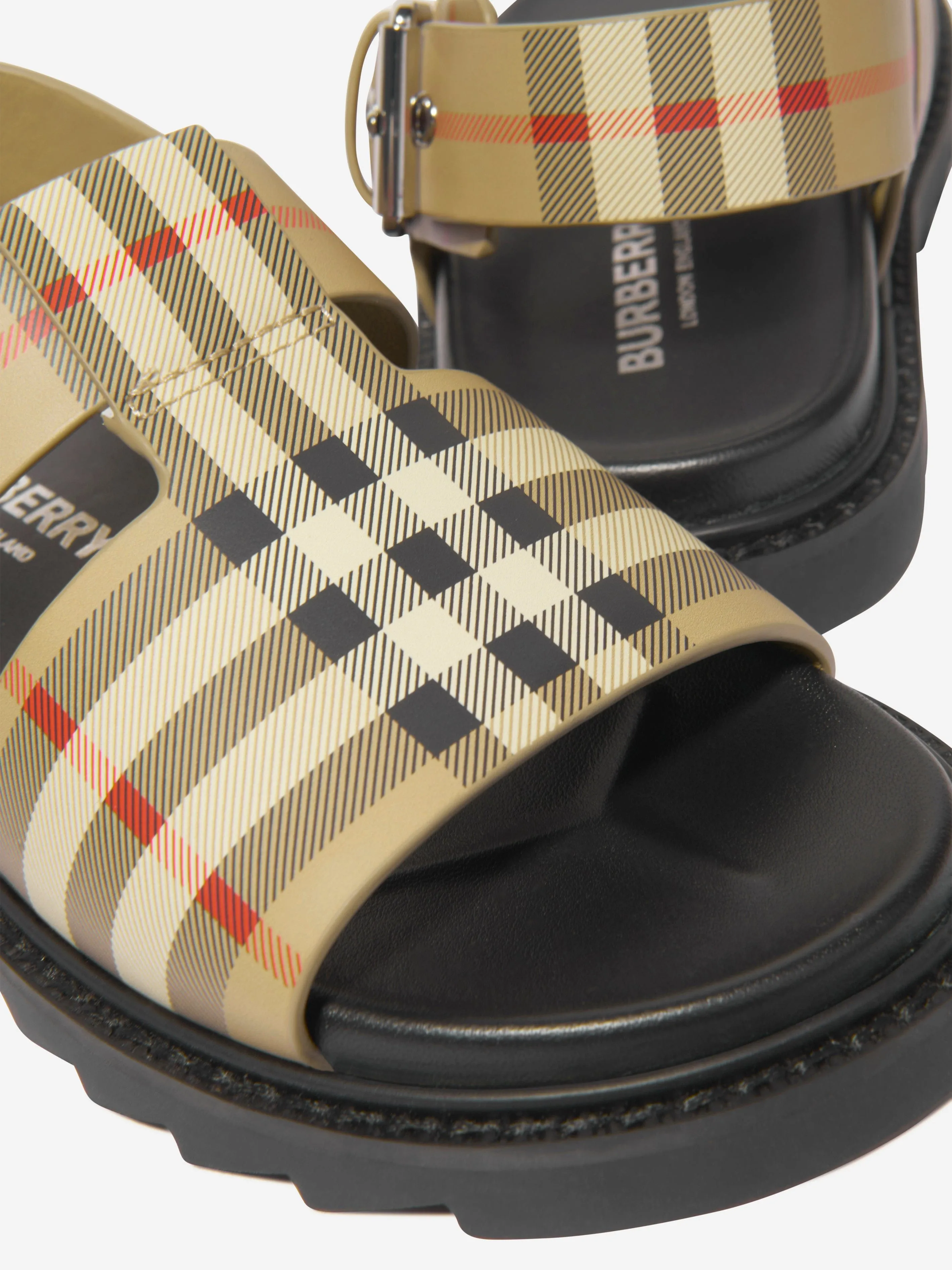 Burberry Girls Burton Check Sandals In Beige