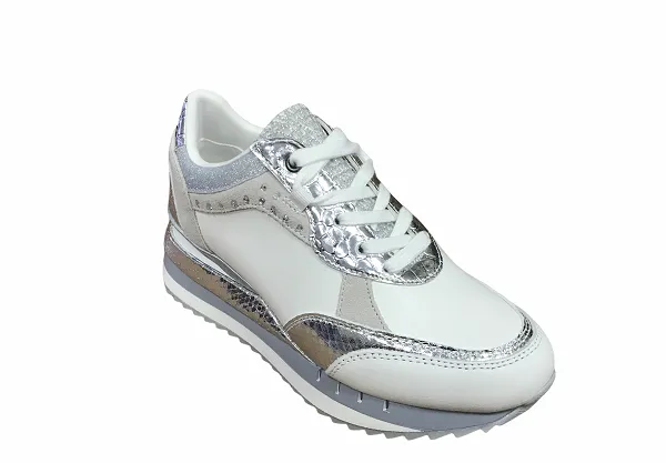 CafèNoir Sneaker Animalier e Zeppa DN1410 bianco argento