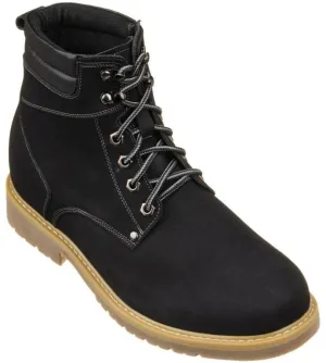 CALTO - K8820 - 3.2 Inches Taller (Nubuck Black) - Work Style Boot