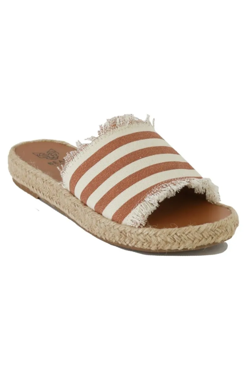 Camel Stripe Espadrille Sandals - Final Sale