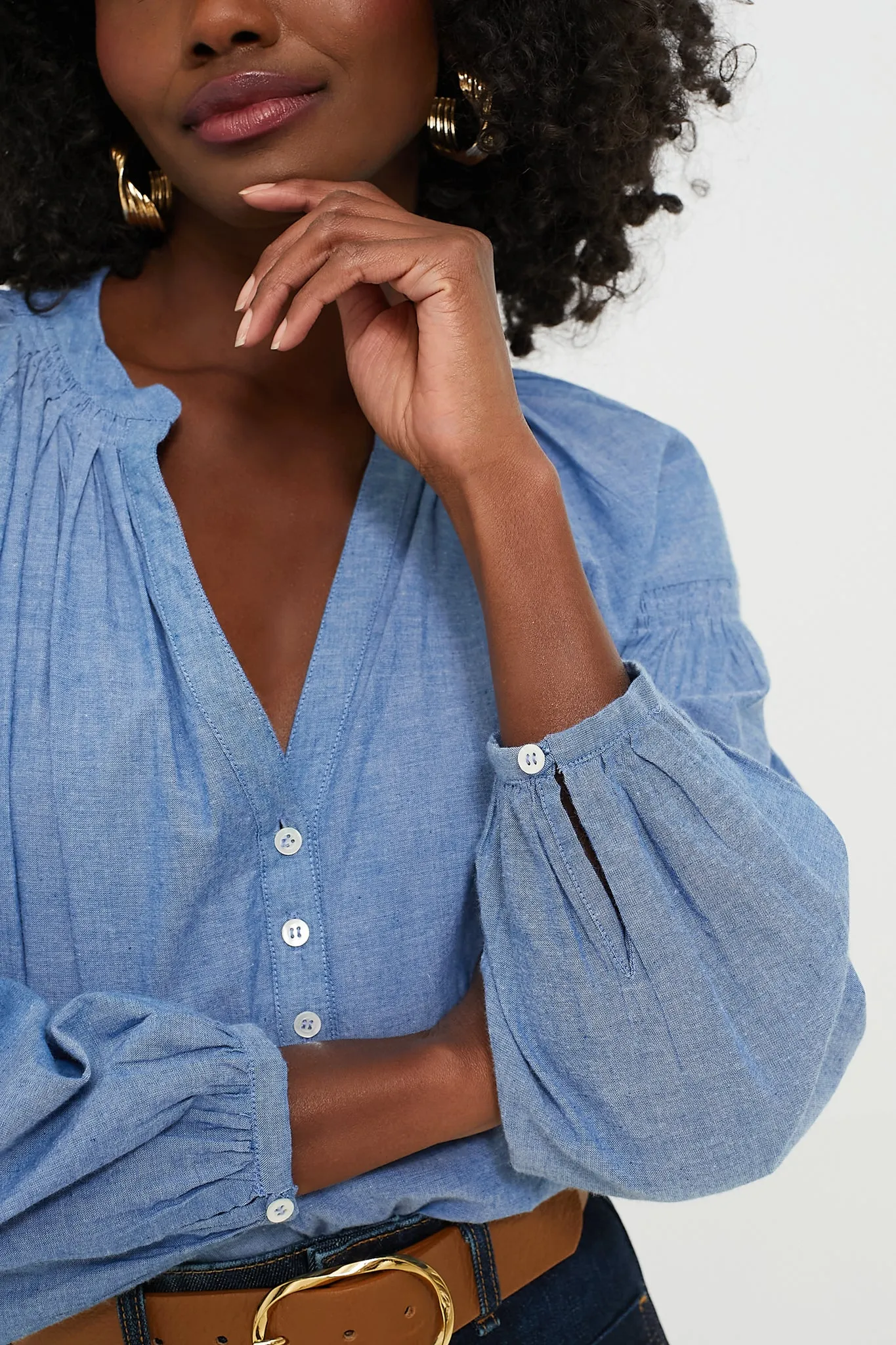 Chambray Nipoa Button Blouse