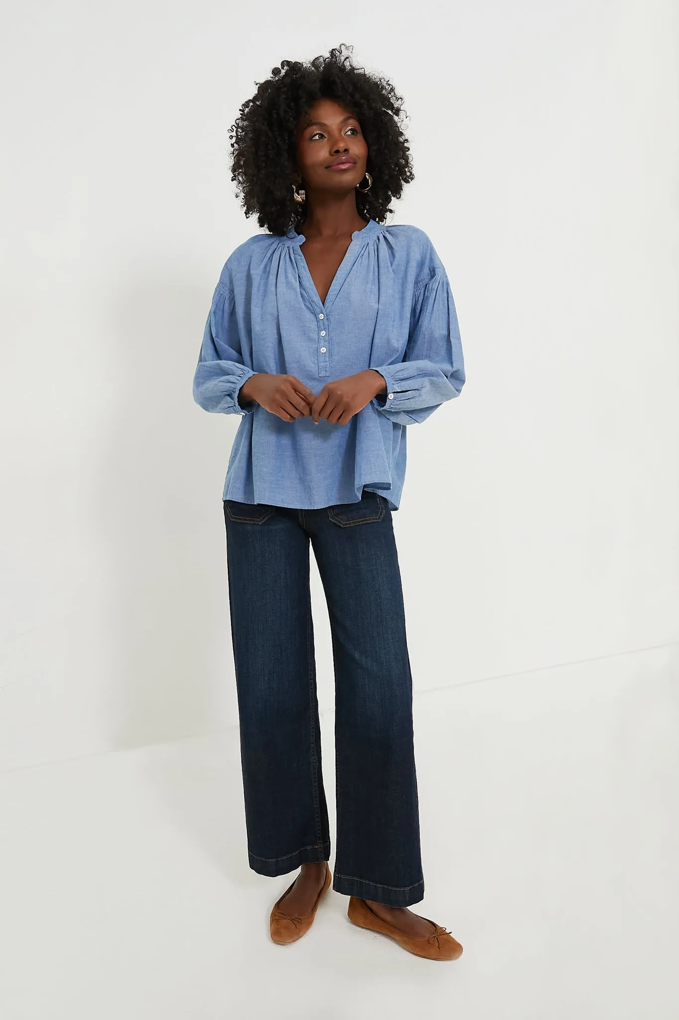 Chambray Nipoa Button Blouse