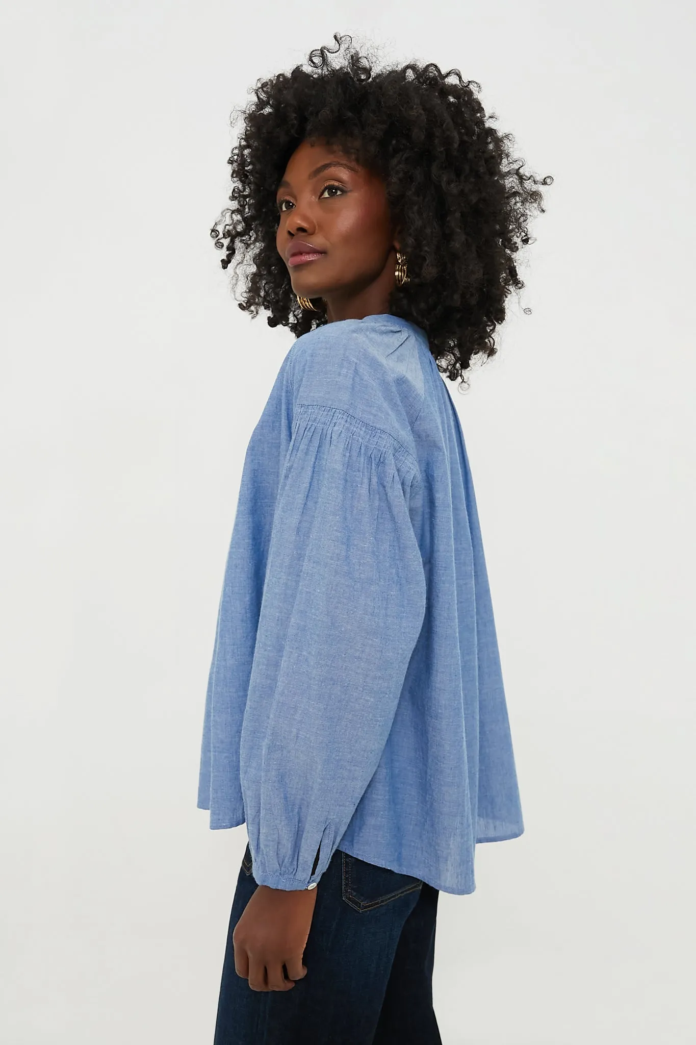 Chambray Nipoa Button Blouse