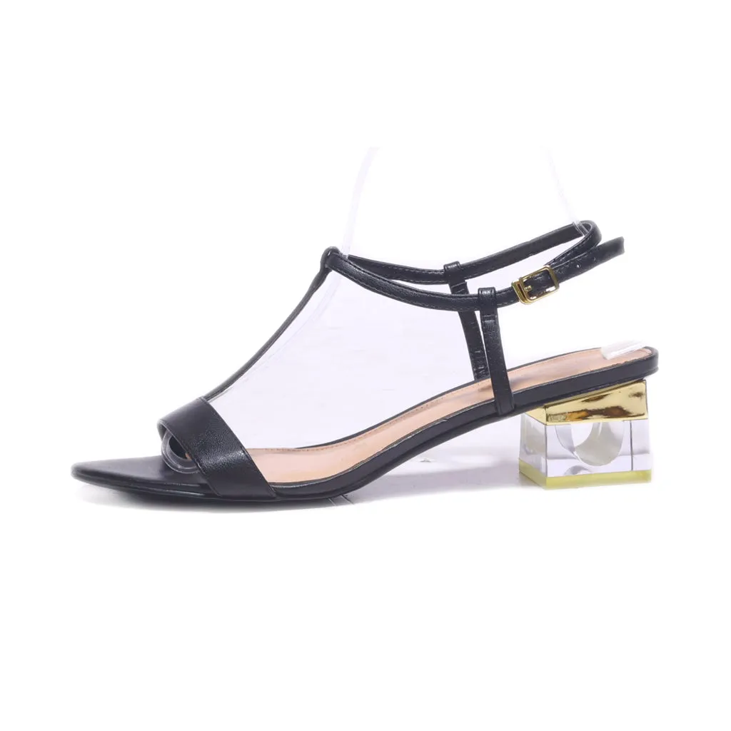 Charles & Keith Mid-Heel Sandals Leather Black Colour For Women