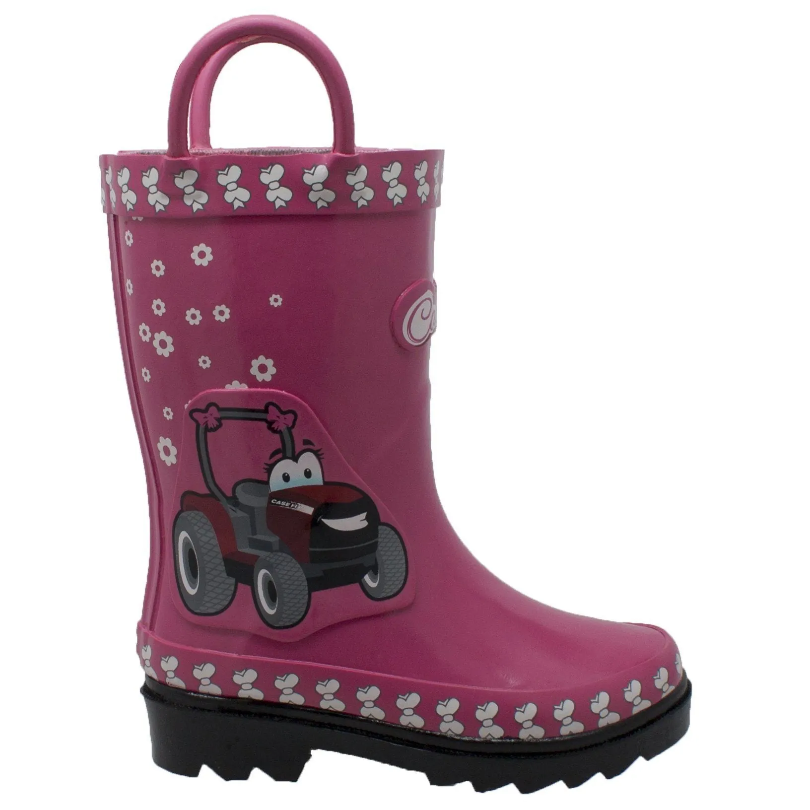 Children's 3D Tractor Pink Rain Rubber Boots