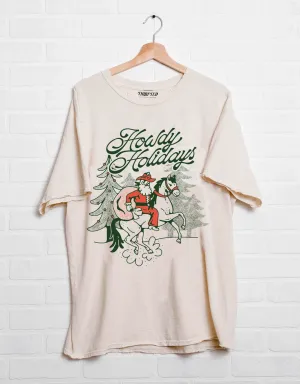 Christmas Howdy Holidays Off White Thrifted Graphic Tee