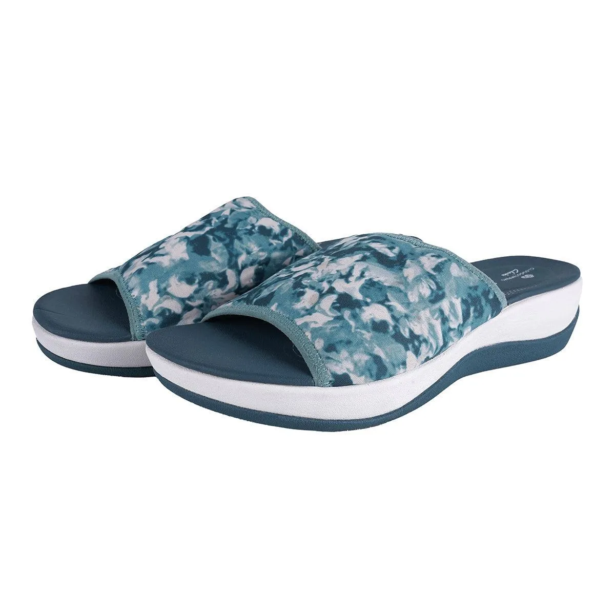 Clarks Cloudsteppers Arla Nora Flat Sandals Fabric Blue Colour For Women