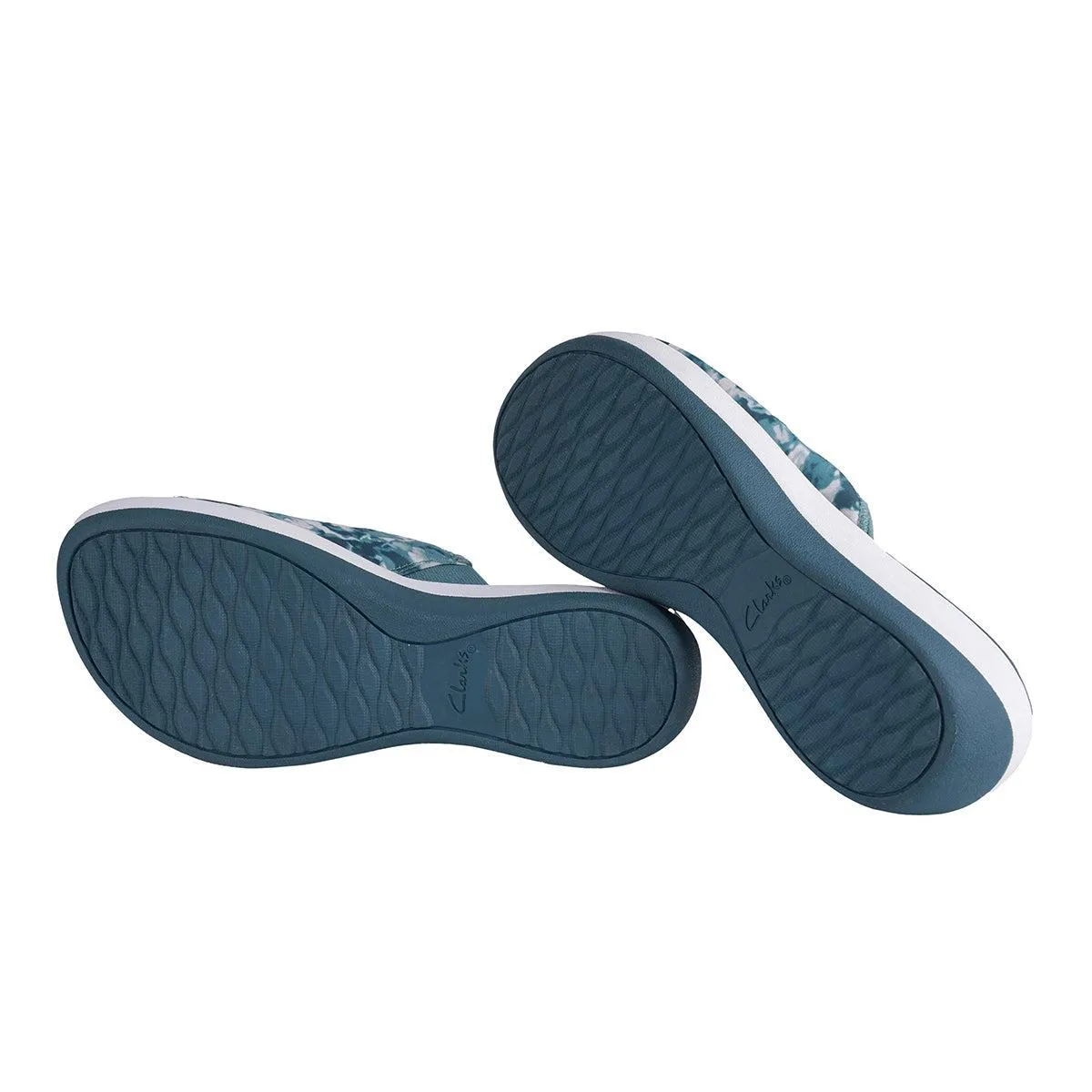 Clarks Cloudsteppers Arla Nora Flat Sandals Fabric Blue Colour For Women