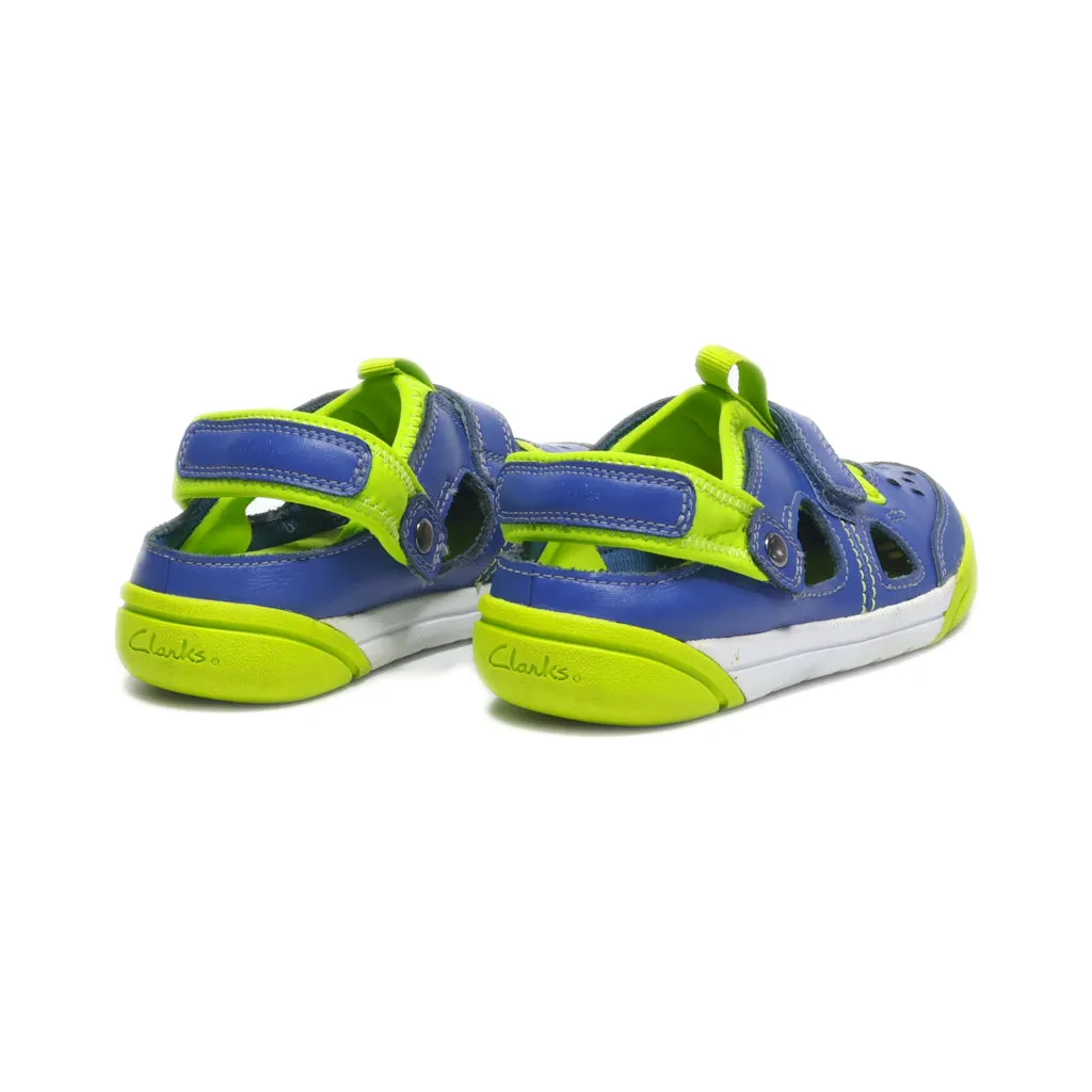 Clarks Flat Sandals Leather Blue Colour For Kids