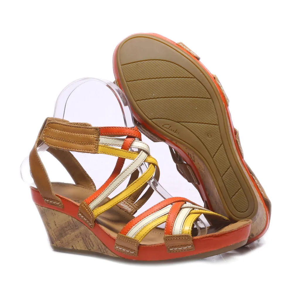 Clarks Wedge Sandals Leather Multicolour Colour For Women