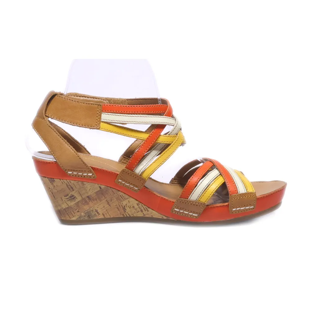 Clarks Wedge Sandals Leather Multicolour Colour For Women